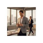 Uche Erkek Siyah Ekose Desenli Slim Fit Mono Yaka Blazer Ceket Siyah 48