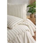 Uçkan Home %100 Organik Pamuk Yıkanmış Çizgili Çift Kişilik Nevresim Takımı-Naturalis Serisi - Krem - Yeşil - 200 x 220 cm