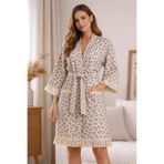 Uçkan home %100 pamuk jagarlı 3 katlı müslin kimono bornoz kaftan