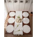 Uçkan Home Fırfırlı Beyaz Keten 1 Adet Runner 6 Adet Amerikan Servis - 7 Parça Çeyiz Seti - 40 x 140 cm