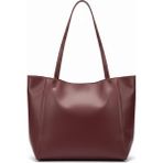 ÜçKol Ticaret Geniş Iç Hacimli Nubuk Görünümlü Deri Shopper Çanta - Bordo