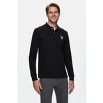 UCLA Siyah Polo Yaka Baskılı Standard Fit Erkek Sweatshirt