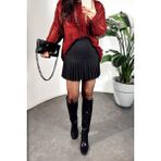 Uçları Pileli Siyah Mini Etek - MOS0339 - 38
