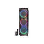 Üçlü 8 İnç Kule Hoparlörlü Karaoke Bluetooth Ses Sistemi Mikrofonlu Rgb Led Işıklı