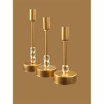Üçlü Metal Mumluk Gold Boyalı Sarı
