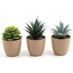 Üçlü Mini Yapay Sukulent Seti – 8 cm Saksı, Dekoratif Küçük Bitki Seti, Gerçekçi Görünüm, Salon Ofis Ev Masa Üstü Süs Bitkisi, Bakım Gerektirmez, Modern Dekor