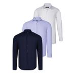 ÜÇLÜ SET G726 DEWBERRY GÖMLEK-LACİVERT-BEYAZ-LİLA