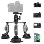 Üçlü vantuz kamera araba montaj tutucu, ağır Tripod pencere ön cam çizgi pano içinde dış takmak aksesuarları GoPro Insta360 DJI eylem Osmo cep DSLR aksesuarı