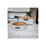 UCR HOME Dekoratif Ve Şık Metal Büyük Ekmeklik Ve Sofralık Ekmeklik 2 Li Set, BEYAZ