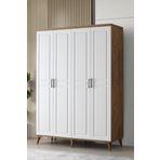 Ücretsiz Montaj Komple Mdf Sport 4 Kapaklı Atlantik Çam/beyaz Gardırop Elbise Dolabı