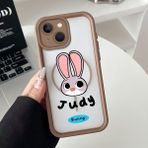 Ucuc iPhone 15 Plus Uyumlu Manyetik Halkalı Yarı Sayda Mat Kamera Koruma Anti-Darbe Silikon Kılıf - Kahverengi