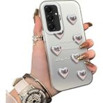 Ucuc Samsung Galaxy A16 Uyumlu Akrilik Sert Arka Telefon Kılıfı Yan Silikon Darbe Önleyici Lens Korumalı Sevgili Kelebek Desenli Kapak - Gümüş - Altın
