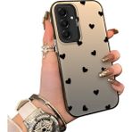 Ucuc Samsung Galaxy A16 Uyumlu Telefon Kılıfı Sevgi Yüzüğü Desenli Akrilik Sert Arka Silikon Kenar Lens Korumalı Darbe Koruma - Siyah
