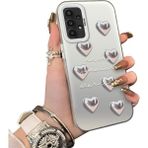 Ucuc Samsung Galaxy A23 Uyumlu Akrilik Sert Arka Telefon Kılıfı Yan Silikon Darbe Önleyici Lens Korumalı Sevgili Kelebek Desenli Kapak - Gümüş - Altın