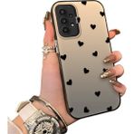 Ucuc Samsung Galaxy A23 Uyumlu Telefon Kılıfı Sevgi Yüzüğü Desenli Akrilik Sert Arka Silikon Kenar Lens Korumalı Darbe Koruma - Siyah