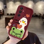 Ucuc Samsung Galaxy A24 4g Uyumlu Burgundy Kılıf Şık Eğlenceli Desen Silikon Anti-Çarpma Kamerayı Koruyor - Bordo