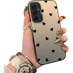 Ucuc Samsung Galaxy A25 Uyumlu Telefon Kılıfı Sevgi Yüzüğü Desenli Akrilik Sert Arka Silikon Kenar Lens Korumalı Darbe Koruma - Siyah