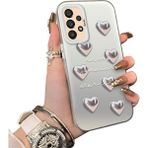 Ucuc Samsung Galaxy A33 5g Uyumlu Akrilik Sert Arka Telefon Kılıfı Yan Silikon Darbe Önleyici Lens Korumalı Sevgili Kelebek Desenli Kapak - Gümüş - Altın