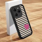 Ucuc Tecno Spark 20 Pro Uyumlu Siyah Silikon Kalp Desenli Lens Koruma Şok Emici Esnek Kılıf