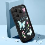 Ucuc Tecno Spark 20 Pro Uyumlu Siyah Silikon Lens Koruma Şok Emici Esnek Kılıf Kelebek Desenli - Siyah - Altın