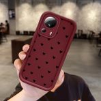 Ucuc Xiaomi 13 Lite Uyumlu Anti-Çarpma Kamerası Koruma Sevgi Ikonu Desen Burgundy Silikon Kılıf - Bordo - Xiaomi Mi 13 Lite