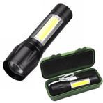 Ucuz Geldi Mini LED El Feneri, Şarjlı, 5W, 200LM, 3 Mod Işık, Avcı Balıkçı Kamp Bekçi Polis Feneri Şarjlı Odak Ayarlı Cata Siyah Mini Led Fener