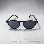 Ucuz Hediyelik Eşya Erkek Siyah Çerçeveli Yuvarlak Güneş Gözlüğü UV400 - Vintage Monologue Collection