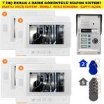 Ucuzcu Market 7 Inç Ekran 4 Dairelik Görüntülü Diafon Sistemi (Kartlı Geçiş-Renkli-Sesli Konuşma-Kapıyı Açma)