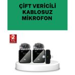 Ucuztekno tekno Canlı Yayın ve Video Çekimleri İçin Çiftli Kablosuz Yaka Mikrofon 2026