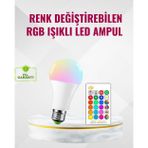 Ucuztekno tekno RGB Uzaktan Kumandalı LED Ampul 16 Renk Dekoratif Aydınlatma 2026