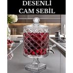 Ucuzunabak Cam Ayaklı Musluklu Meşrubat Sebili Şerbetlik 4.5 Lt - Şeffaf