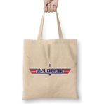 Ud 4l Cheyenne Topgun Logo Aliens Bez Çanta Uzun Saplı - Açık Bej - 40 X 40