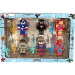 UDATOYS Minecraft Venom Iron Man Kaptan Amerika Örümcek Adam Oyuncak Karakter Figür Seti 9 cm - Mavi