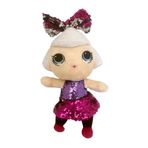 UDATOYS Pelüş Pullu Bebek Lol Kıyafetli Oyuncak Bebek Peluş Beyaz Saçlı 30 Cm