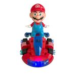 UDATOYS Süper Mario Go Kart Arabası Oyuncak Dönen Işıklı Müzikli Maryo ve Arabası 22 Cm