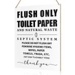 UDNADKEX Banyo Kuralları Duvara Asılan İşaret Dekoru, Sadece Gömme Tuvalet Kağıdı, Tuvalet Tozu Oda Tuvalet Dekoru Misafir Banyosu Ahşap Tabelalar Duvar Dekoru Hassas Septik Sistem İşareti