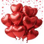 UDRKFOPK Kalp Folyo Balon, 12 Adet, 18 İnç Kalp Helyum Balon, Kırmızı, Kırmızı Kalp Balon, Düğün, Kalp Balon, Helyum, Kalp Balon, Doğum Günü, Sevgililer Günü, Nişan, Anneler Günü için