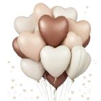 UDRKFOPK Kalp Folyo Balon, 12 Adet, 18 İnç Kalp Helyum Balonları Krem Bej Kahve, Bej Kalp Balon, Düğün, Helyum Balon, Kalpler, Doğum Günü, Sevgililer Günü, Nişan, Anneler Günü için Kalp Balonları
