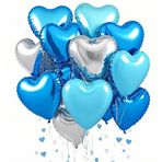 UDRKFOPK Kalp Folyo Balon, 12 Adet, 45,5 cm (18 inç) Kalp Helyum Balonları Kraliyet Mavisi Gümüş, Mavi Kalp Balonu Düğün, Helyum Balonu Kalpler, Doğum Günü, Sevgililer Günü, Nişan, Anneler Günü için