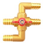 Uenede Masif Pirinç 4 yollu Kapatma Küresel Vanası, 3/4 inç (3/4 inç) Hortum Barb Bağlantısı, Su/Yağ/Gaz için