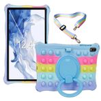 UFAINEI Galaxy Tab S9+/Plus Kılıf 12,4 inç 2023, Popit Kılıf Samsung Galaxy Tab S9 Plus/S8 Plus/S7 Plus/ S7 FE 5G için Kılıf 360° Dönebilen Stand ve Omuz Askılı 12,4 inç, Renkli Mavi