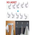 Ufak Tefek Şeyler 3 Adet Kendinden Yapışkanlı Güçlü Şeffaf 5'Li Askılık - Kapı Arkası Mutfak Duvar Banyo