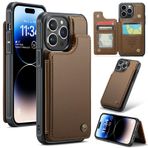 UFinetech iPhone 14 Pro için Kılıf, Lüks Deri Cüzdan, Kickstand, Kart Tutucu, Kamera Ekran Koruması, iPhone 14 Pro için İnce Darbeye Dayanıklı Sert Kılıf, Erkek Kadın için Çizilmez Tampon, Kahverengi
