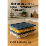 UFİX 2li 2,5 Litre Buzdolabı Düzenleyici Organizer Mikrodalgaya Uygun Difriz Saklama Kabı Gri