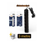 UFO Akım Korumalı 3 mt Kablolu Grup Priz Max 3500W 16 Amper Aşırı Yük Koruması 6lı Çoklu Priz Siyah