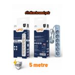 UFO Akım Korumalı 5 mt Kablolu Grup Priz Max 3500W 16 Amper Aşırı Yük Koruması 6lı Çoklu Priz Gri