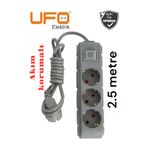 UFO Akım korumalı grup priz (((Gri renk))) 2.5 mt kablolu (1.sınıf kaliteli)anahtarlı