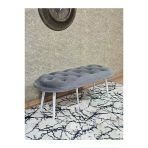 Ufo Oturak Bench - Beyaz Boyalı Sivriltme Ayak - Oturak - Bench - Puf - Yatak Ucu Pufu Gri Renk 100 X 50 Boyut/Ebat