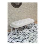 Ufo Oturak Bench - Beyaz Boyalı Telli Ayak - Oturak - Bench - Puf - Yatak Ucu Pufu Krem Renk 100 X 50 Boyut/Ebat