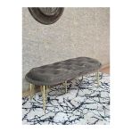 Ufo Oturak Bench - Gold Kaplama Telli Ayak - Oturak - Bench - Puf - Yatak Ucu Pufu Kahverengi Renk 100 X 50 Boyut/Ebat
